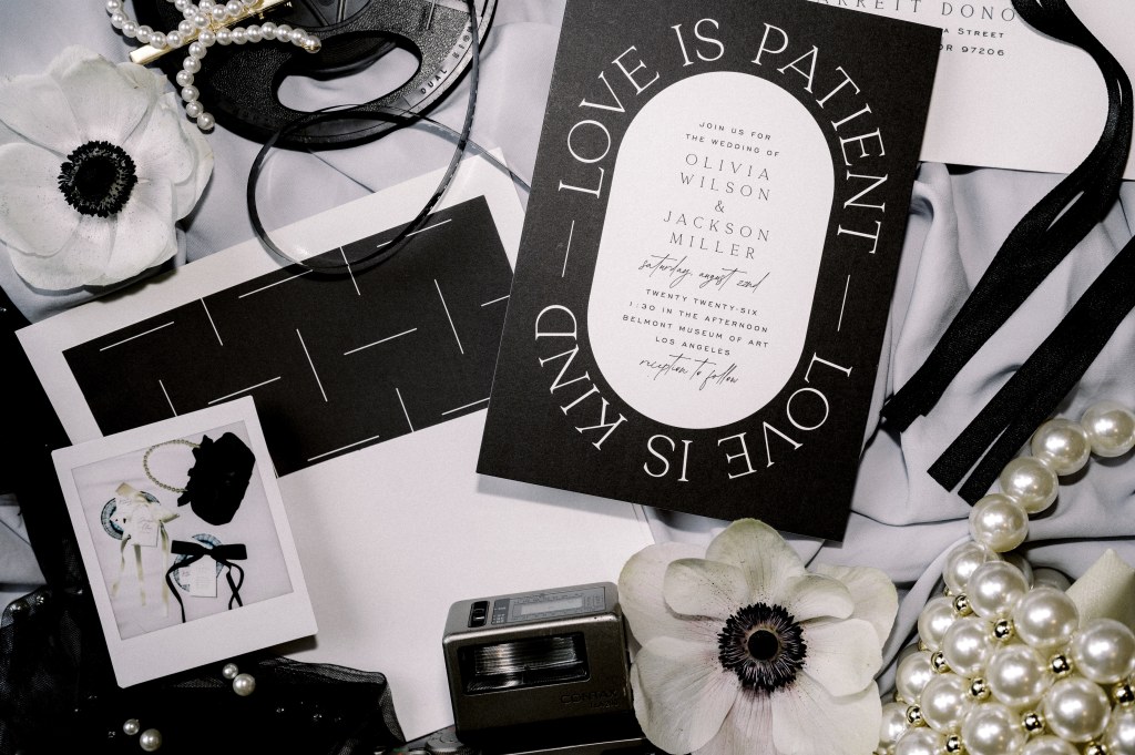 Black and white color scheme wedding shoot