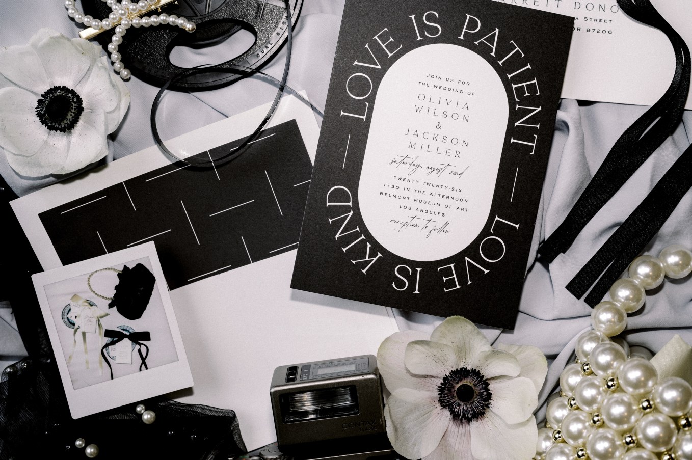 Black and white color scheme wedding shoot